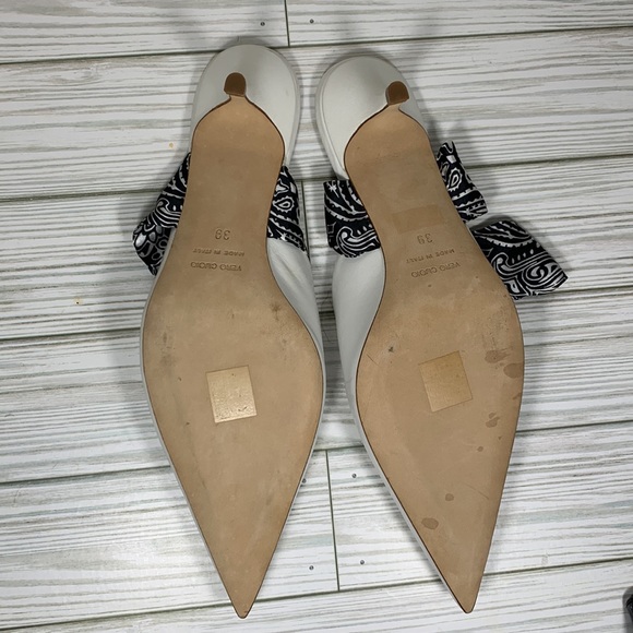 GIA COUTURE LEATHER GRAPHIC POINTED MULES 9 - Picture 6 of 9